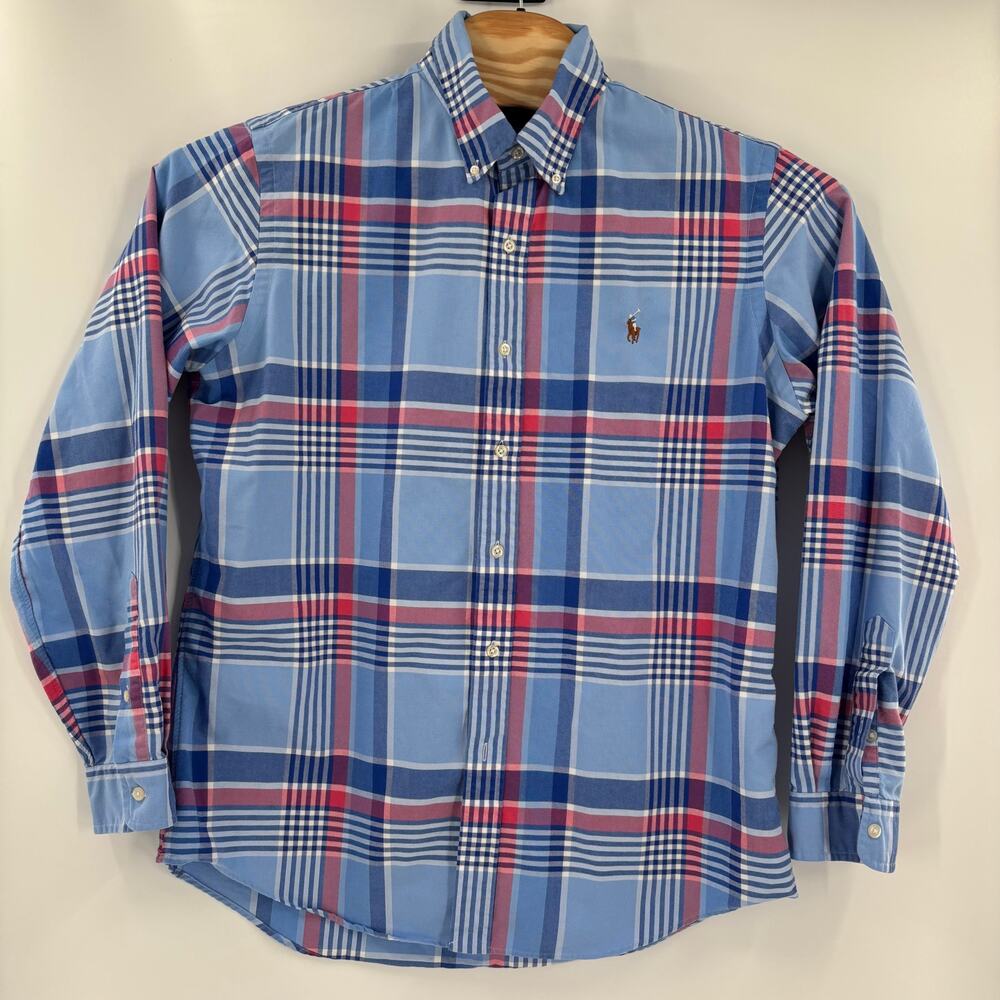 Ralph Lauren Blue and Red Plaid Casual Button Down Shirt - Picture 5 of 6